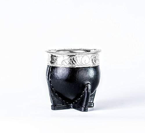 Yerba Mate Ceramic cup, Leather and Alpaca Mate, Mate Imperial - Brown (Black)