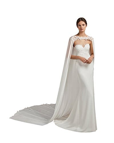 Charming Appliques Cathedral Length Wedding Cloak Bridal Cape