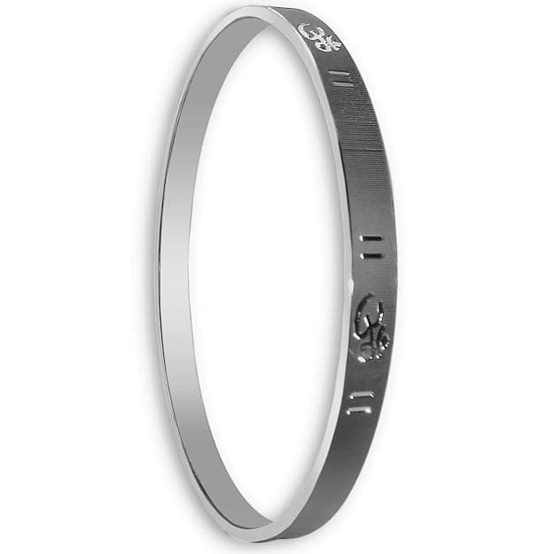 Slim Sleek Lightweight Silver Plated OM Engraved Punjabi Style Kada Bangle for Men, Women, Boys, Girls – Perfect For Wedding Day, Birthday, Religious Gift for Special Occasions