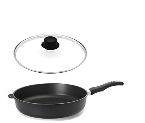 Original Gundel cast iron frying pan - high - ø 32 cm - Height 7 cm - with glass cover and Lid knob (entlüftbar) Biotoan interface, battery-Therm Floor