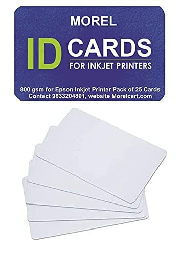 Morel Plain White PVC ID Cards for Inkjet Printers Epson L800, L805, L810, L850, R280, R290, T50, T60, P50, P60 Printer- (Aadhar Card, College ID, Gate Pass, etc) Pack of 25
