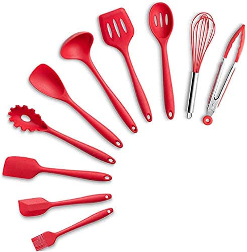 Junya 10pcs Cooking Utensils Set,Silicone Kitchen Gadgets Serving Tools with Non-Stick,One-Piece Handles Spatula Set for Housewarming Stove and Gril