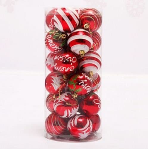 Christmas Trees New Christmas 6cm/christmas Decorations Balls Party Ornaments Xmas Tree Hanging Decorations, Christmas Decorations Outdoor (Red)