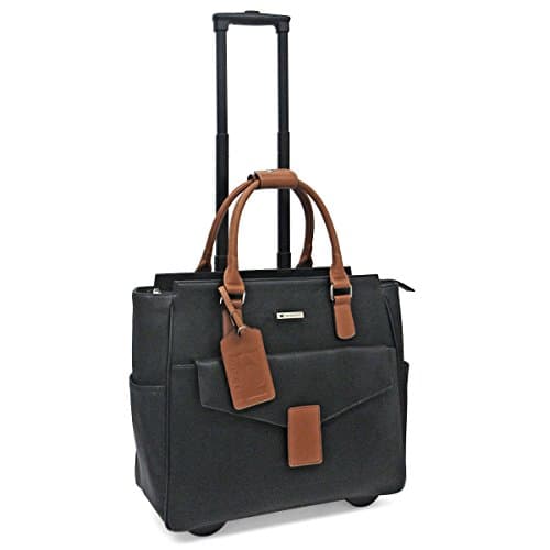 Cabrelli & Co. Fashion Executives Courtney Cognac 15'Rolling Briefcase - Black/