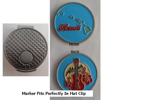 Ukelele & Hawaii Golf Ball Marker w/ Silver Hat Clip