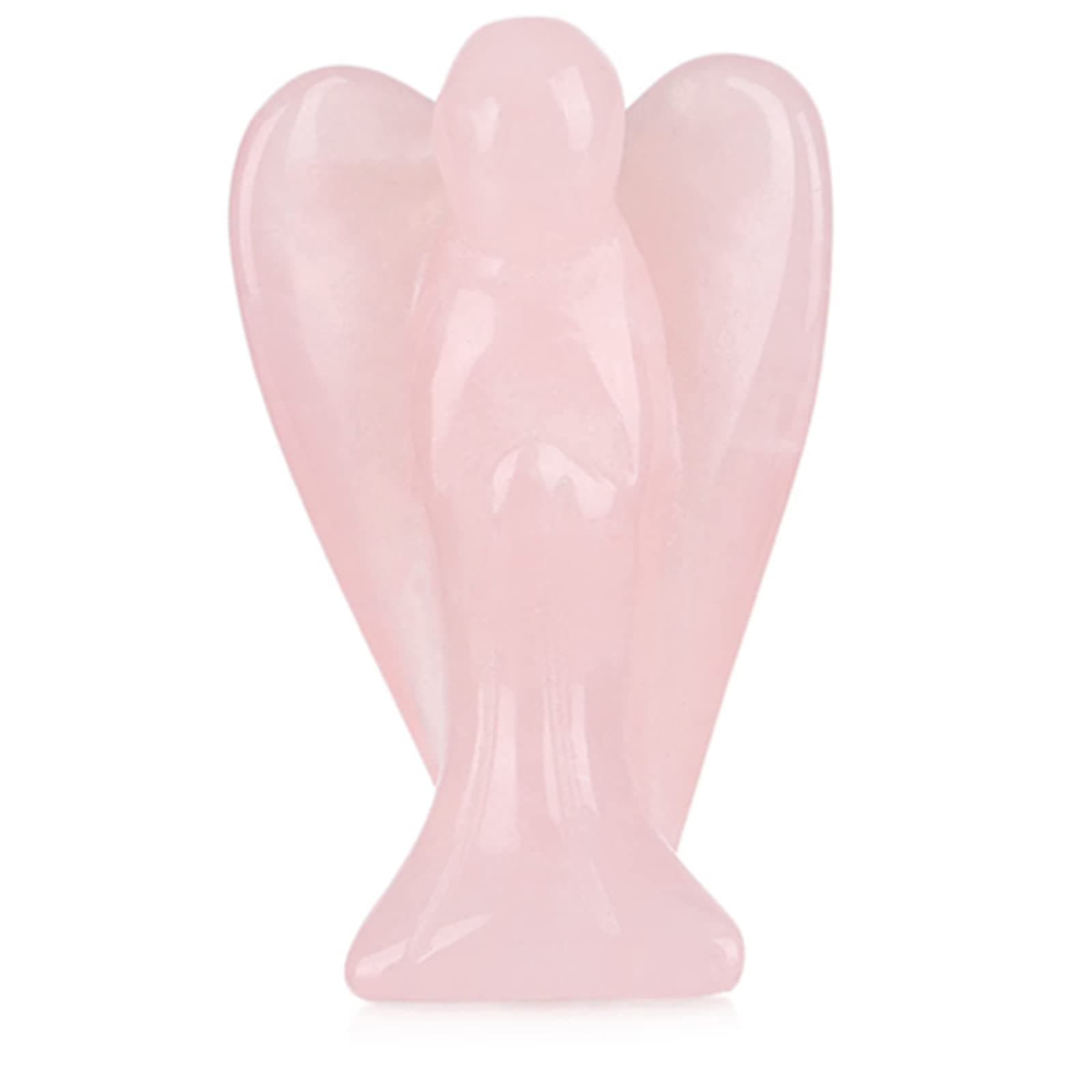 1.5 Inch Rose Quartz Crystal Angel Figurine,Healing Gemstone,Reiki Healing Crystal Gifts for Christmas Friends Family Anxiety Decoration Pocket Guardian Angels Love Peace Energy