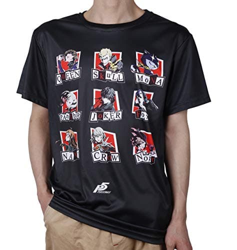 MOE Persona 5 P5 Morgana Hot Anime Joker T-Shirt Original Tops, Unisex, Micro Fiber, Short Sleeve Round Neck Tee, Black, XX-Large
