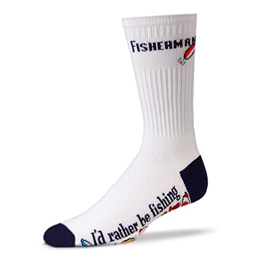 I'd Rather be Fishing Fisherman White Large Socks