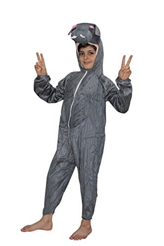 Kaku Fancy Dresses Fleece Hippo Water Animal Costume For Kids - Grey, 7-8 Years | Animal Fancy Dress For Boys & Girls