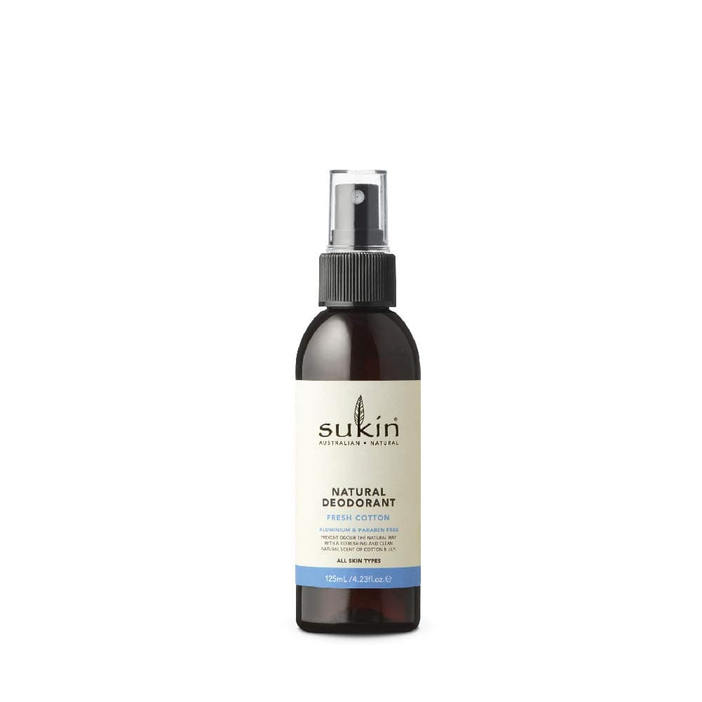 Sukin Natural Deodorant Fresh Cotton | Natural Fragrances Leave You Feeling Clean & Refreshed | Preventing Unwanted Odour | For All Skin Type | 125 Ml