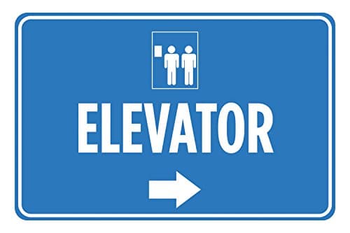 Elevator Blue White Print Right Arrow Direction Lift Picture Poster Horizontal Business Office Sign
