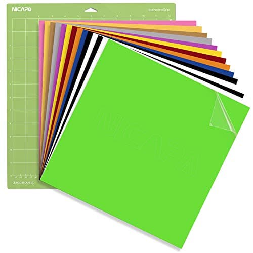 Nicapa Heat Transfer Vinyl Bundle 12inchx12inch,14pcs Iron On Heat Press Vinyls T Shirts Iron-on Transfers Clothing HTV Vinyl Sheets for Silhouette Cameo Works Well for Cricut Easypress