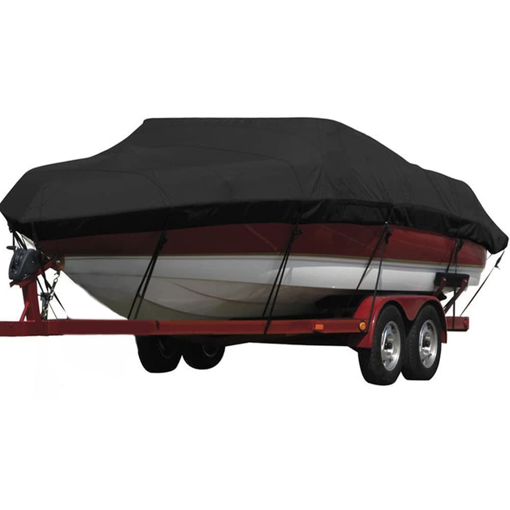 Seamander Trailerable Boat Cover,Mooring and Storage Cover for V-Hull, Runabout,14'-16'L X 90" Beam Width,Black