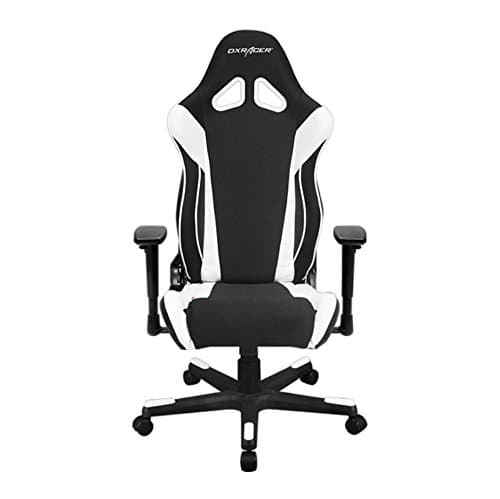 DXRacer OH/RW106/NW Racing Series Black and White Gaming Chair - Includes 2 Free Cushions