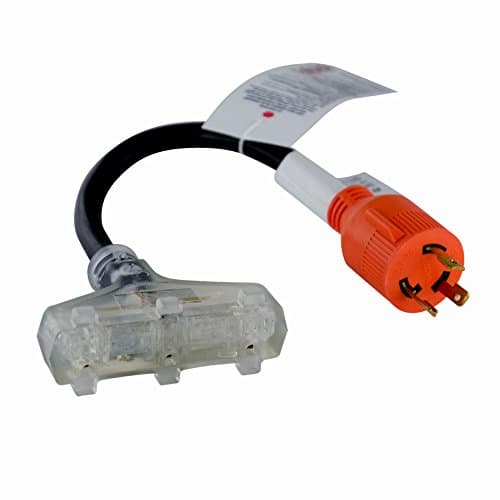 GoWISE Power RVA4025 18-Inch 30 Amp Male Twist Lock to 15 Amp Female Tri-Outlet Generator Adapter