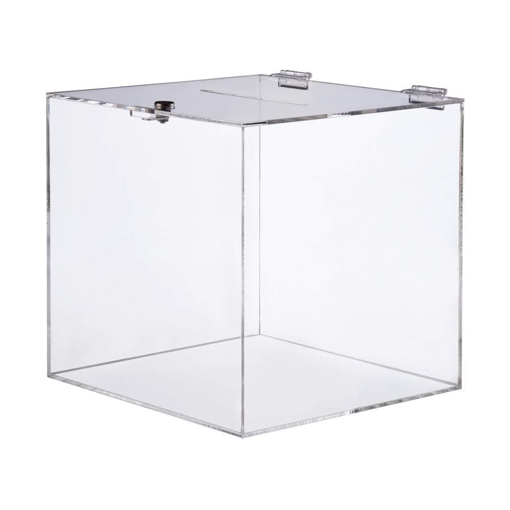 Acrylic Donation Box Lockable / 200 x 200 mm/Acrylic Box/Lot Box/Drop Box/Action Box/with 2 Hinges and Keys