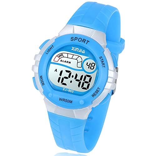 Kids Digital Watch,Boys Girls Sports Outdoor LED 50M(5ATM) Waterproof Multi Functional Wrist Watches with Alarm for Children,Girls,Boys (Blue)