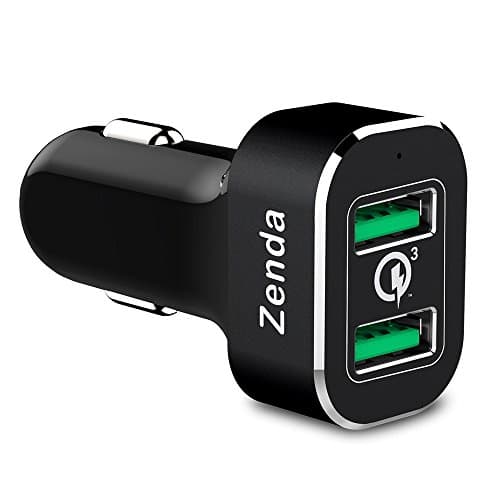 Quick Charge 3.0 Car Charger, Zenda Dual USB 36W Car Charger for iPhone X 8 7s 7 6 6S, iPad, Samsung Galaxy S9 S9 Plus Note 8 S8 S8 Plus S7 S6 Edge Plus, LG G6 G5 V20, HTC 11 10, Google Nexus 5X 6P