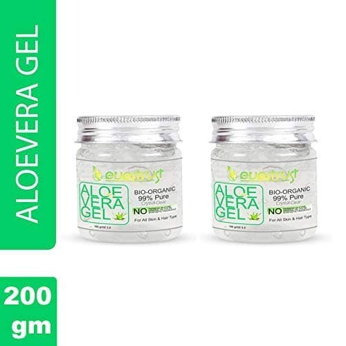 EVERTRUST Bio Organic 99% Pure Crystal Clear Aloe Vera Gel (200 ml Pack Of 2)