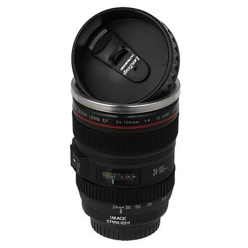 LANDUSA Travel Coffee Mug Camera Lens Mug-black