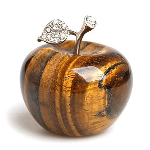 Tiger's Eye Stone Carved Appple Figurine Sculpture Statue Healing Crystal Home Ornament Decoration 1.3" Tall