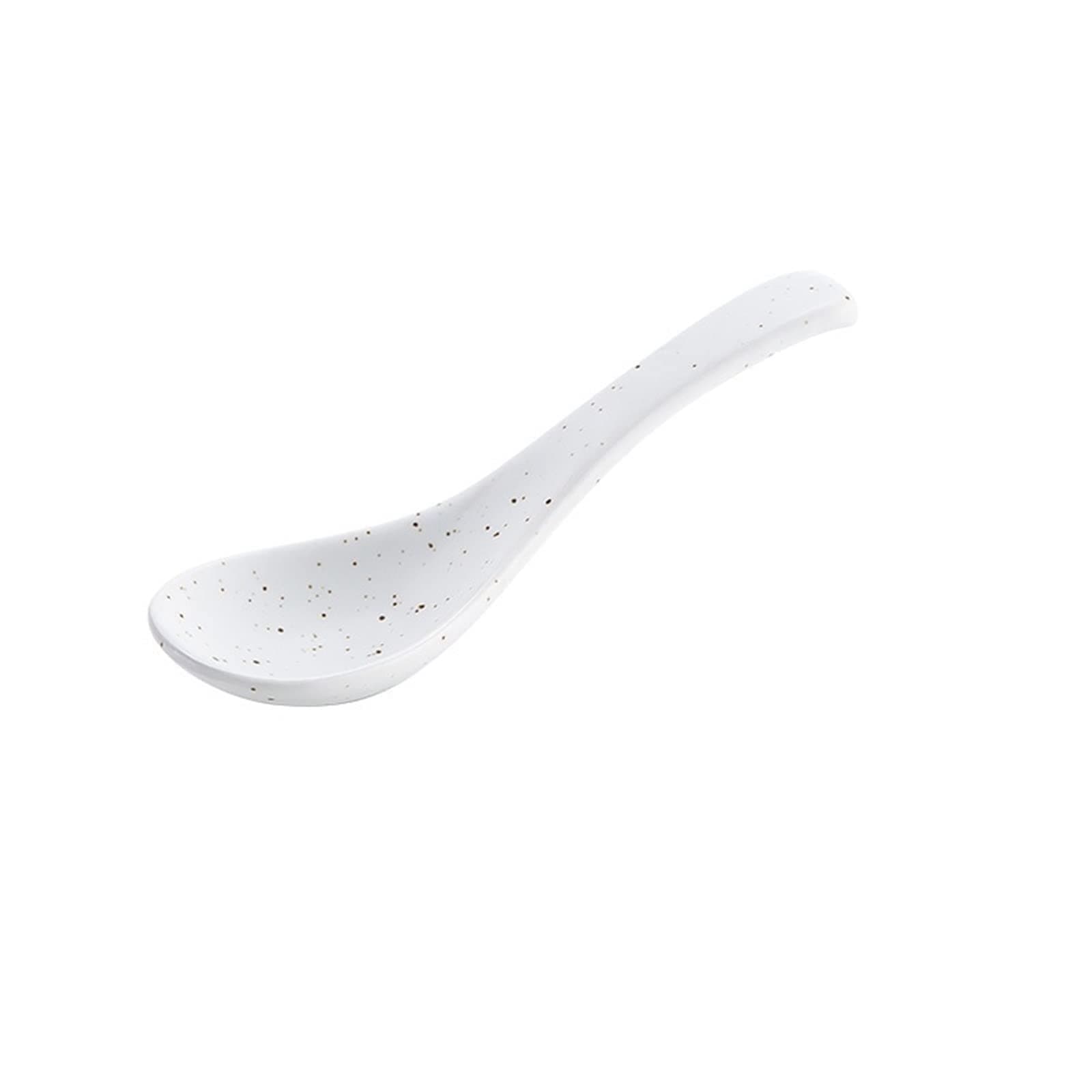 BOLNEYSoup Spoons, Creative ceramic spoon kitchen cookware tool soup teaspoon (Color : White)