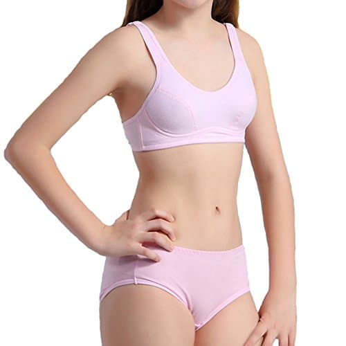 VictorySweety Big Girl's Padded Bras and Matching Pants Sets Kids Training Underwear