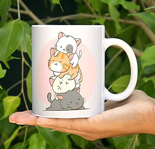 Kawaii Cat Ceramic Adorable Pastel Kittens Anime Coffee Mug