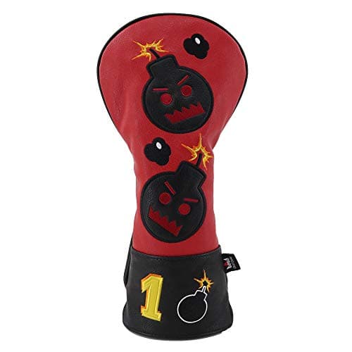Craftsman Golf Bomb Red & Black Driver Fairway Wood Hybrid PU Leather Vintage Golf Clubs Head Covers