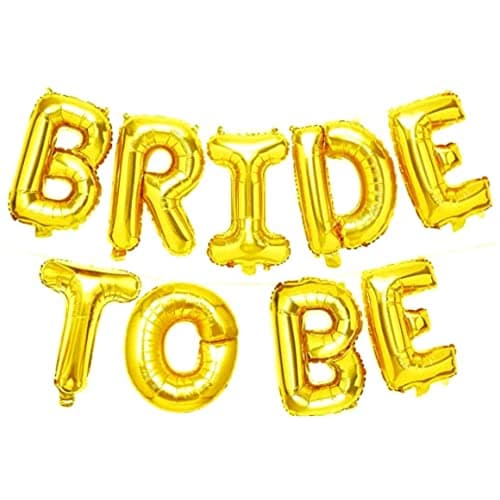 Propsicle 16" Inch Bachelorette Party Theme Golden Bride to Be Balloon Foil Material Letter Balloon Banner Bridal Shower Haldi Ceremony Decoration - Pack of 9