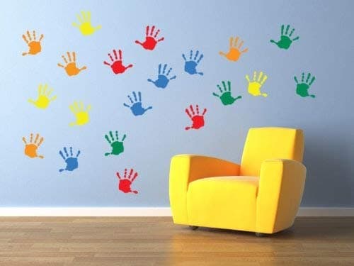 Vinyl Concept - Children’s Wall Stickers, Nursery Handprints Wall, Kids Removable, Easy To Remove, Kids Wall Stickers, Art Mural, Art Decor, Sticker Diy Deco : Dark Blue - Small