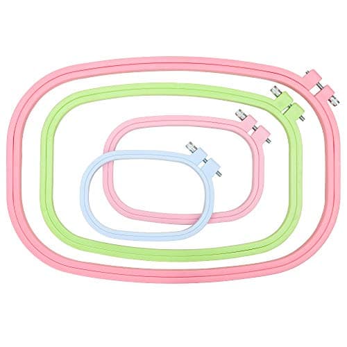 Similane 4 Pieces Plastic Embroidery Hoops Square Cross Stitch Hoops Set (Multicolor) for Embroidery and Cross Stitch