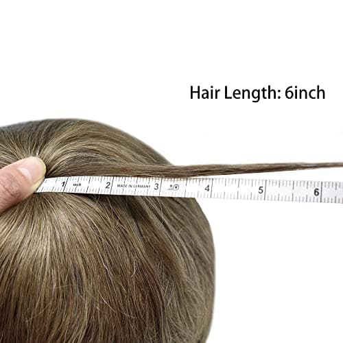 Toupee For Men Hair Piece European Human Hair Mens Toupee 0.12mm Injected Poly Hair Replacement System Gray Hair Pieces For Men US Stock. (8x10''- #1710 17# DARK ASH BLONDE WITH 10% SYNTHETIC GREY)