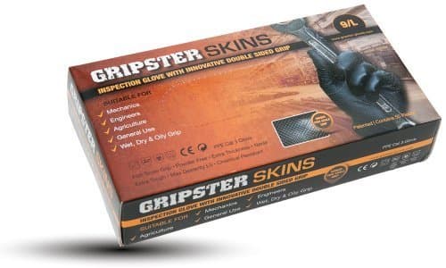 Gripster Skins Fish Scale Nitrile Gloves Extra Tough Powder Free Chemical Resistant Pack of 50