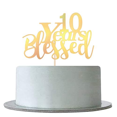 Mirror Gold 10 Years Blessed for Marriage Anniversary, 10th Birthday,Anniversary Party Decoration Supplies