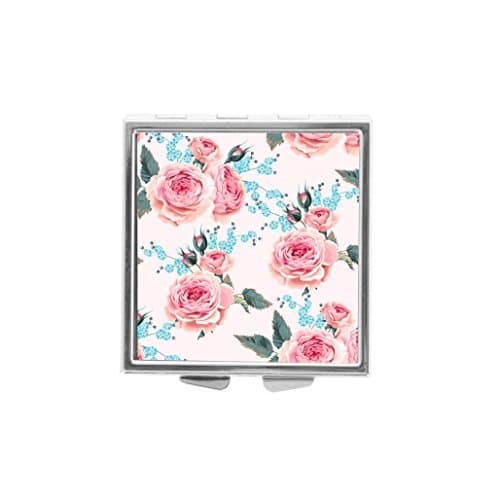 English Roses Silver Four Compartment Pocket Medical Pill Box Drug Tablet Medicine Storage Square Plastic Kit