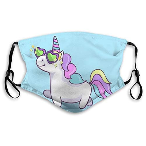 Fabulous Unicorn Kids Girls Boys Adjustable Ear Loops Face Mouth Anti Pollution Washable with Filters
