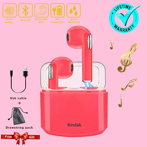 Kindak Wireless Earbuds Earphones, Bluetooth Earbuds Headphones in-Ear Noise Cancelling Earbuds Earpiece with Mic Charging Case Earbuds, Sport Running Mini Stereo Bass Earbuds for Phones Android