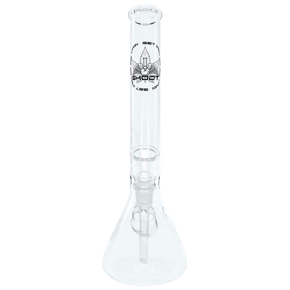 Ghodt Glass Bong 40 cm 40 mm Diameter 18.8 Chillum in Erlenmeyer Piston Style with Strainer, Glass, 40cm 40mm