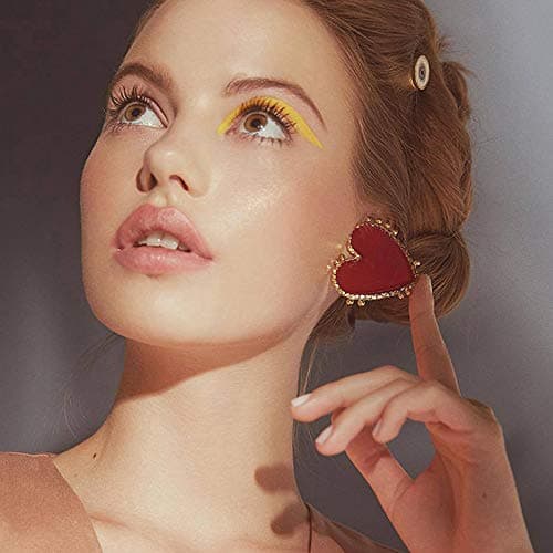 Large Red Heart Earrings Studs 80's Vintage Classic Women Girls Jewelry Gift for Her (L, 3cm3cm)