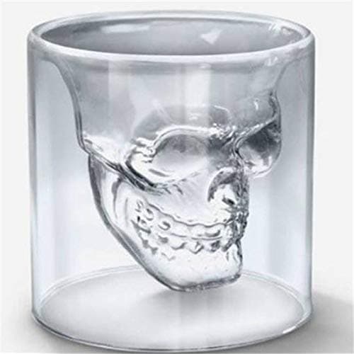 Eco-Friendly Crystal Whiskey Glass for Halloween Party,Bachelors Party and Other Themed Parties|Double Layer Design Skull Whiskey Glass | 250ml Glass Mug Perfect Capacity for Tea,Wine,Cocktail Vodka