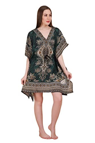 Short Kaftan Beach Cover ups Dresses for Women Ladies Dashiki African Caftan Loungewear Free Size