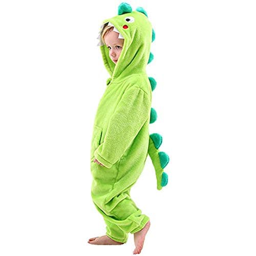 Kids Dinosaur,Elk,Bear,Fox Animal Costume for Toddler -Childrens Plush Fleece Pajamas (Dinosaur, 3T-4T)