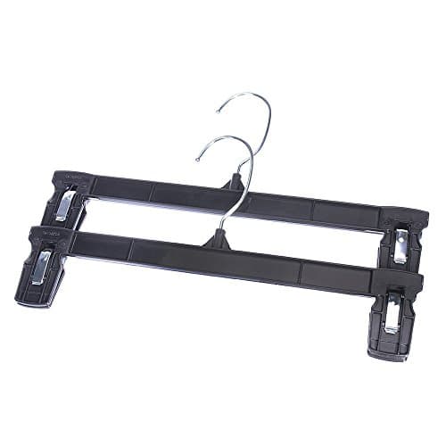 Household Mall Pinch Grip Hangers - 12" Black Break Resistant Pants Hangers with Chrome Swivel Hook and Pants Clips - 15pcs Pants Hangers
