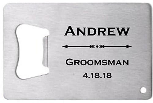 Lazer Designs Groomsman Credit Card Bottle Opener Personalized Monogrammed For Free Stainless Steel Arrows 1 Pc