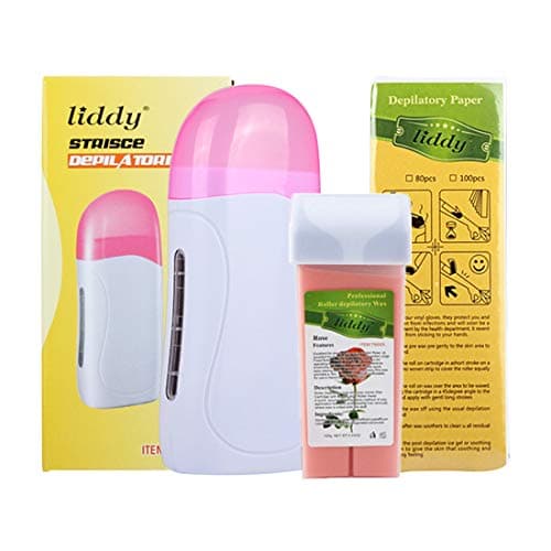 Rose Roll on Wax Warmer Kit, Hair Removal For Depilation Roll-On Portable Epilator Machine Set, Home Self Waxing Body, Legs, Underarm. Roller Waxing Kit