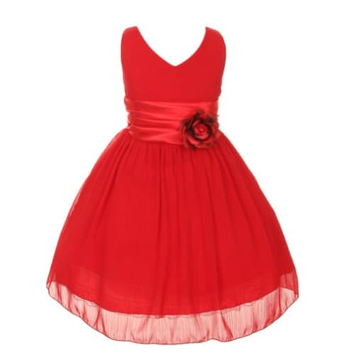 Kiki Kids Chiffon Double V Neck Flower Girl Dress, Made in USA