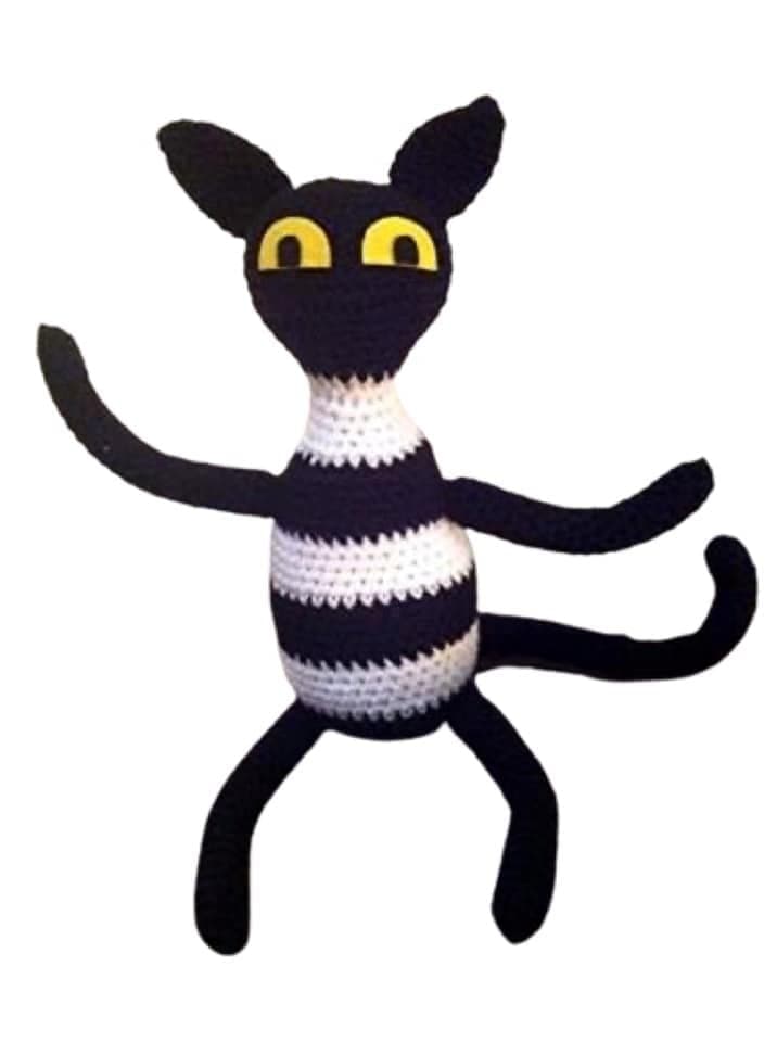 Mog the plush cat handmade crochet toy, cute, stuffed gift, plush toy, animal, doll, cartoon, book, soft toy, Meg Mog and Owl