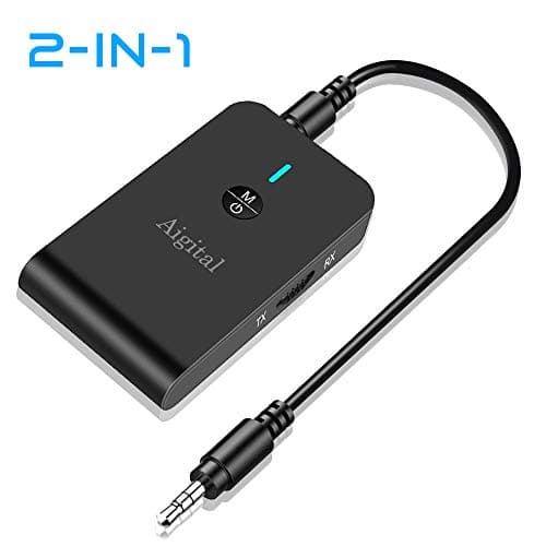 Bluetooth Transmitter Receiver, Aigital 2-in-1 Wireless Audio Adapter Bluetooth 5.0 aptX Low Latency | Works for TV, Car, Home Stereo System and More | Transmitter and Receiver Dual Function