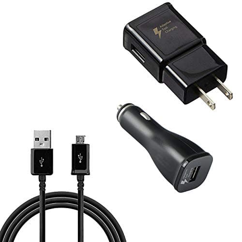 Adaptive Fast 15W Kit for Lenovo A7000 with Quick Charge Wall+Car+MicroUSB Cable gives 2x faster charging! (Black)